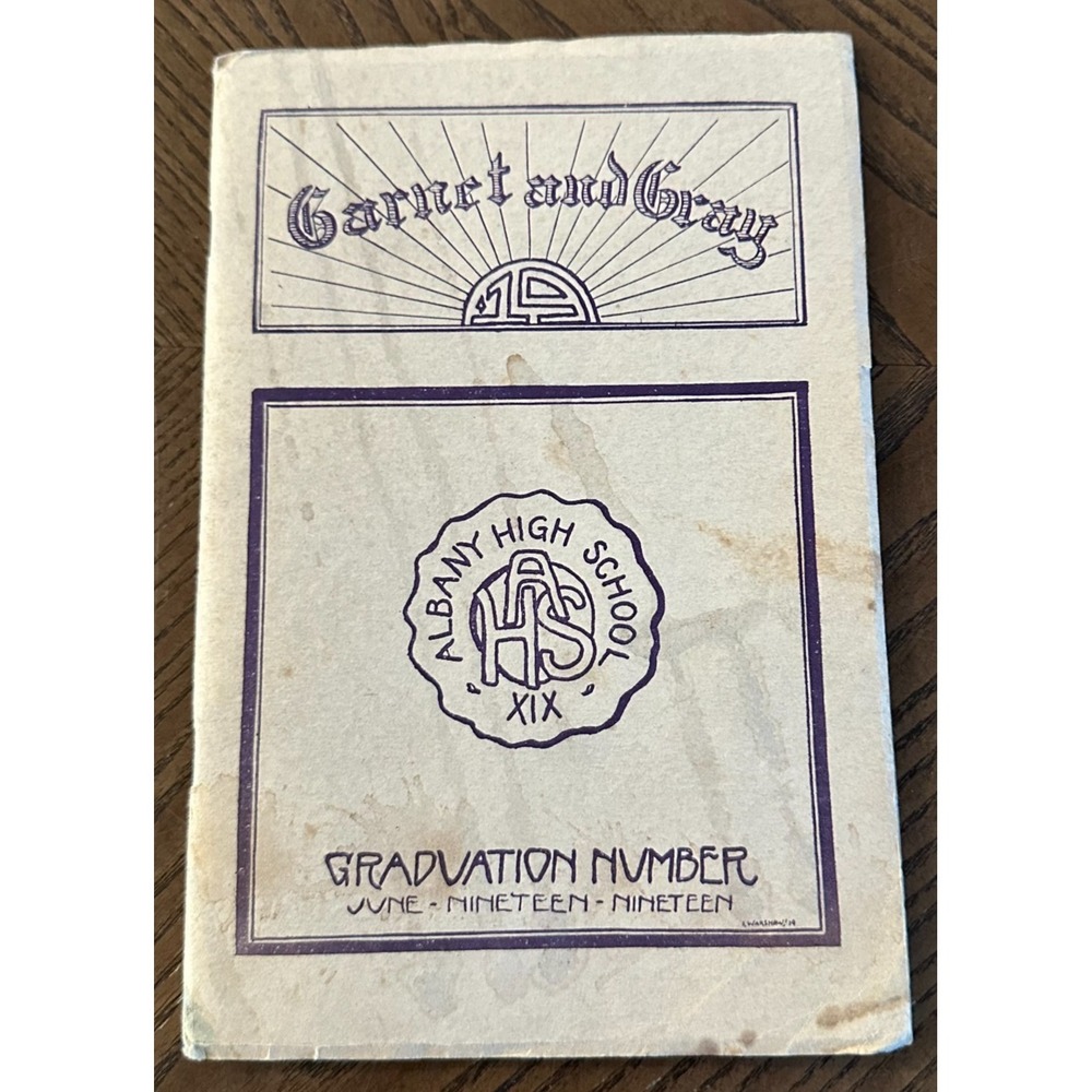 Antique 1919 Albany‎ High School Yearbook Garnet and Grey